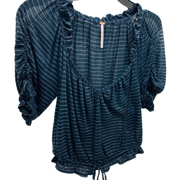 Free People NWT Dorothy Top Black Gray Stripe, XS - Picture 5 of 14